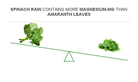 Compare Magnesium in Amaranth leaves to Magnesium in Spinach raw