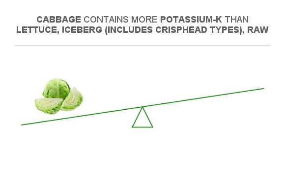 Compare Potassium In Cabbage To Potassium In Lettuce, Iceberg (includes 