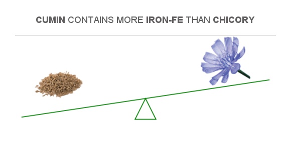 Compare Iron in Cumin to Iron in Chicory