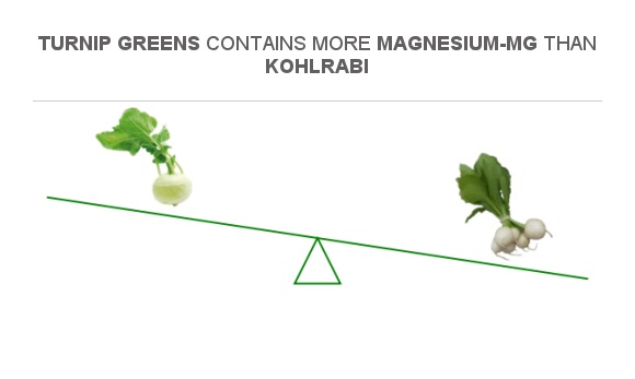 Compare Magnesium in Kohlrabi to Magnesium in Turnip greens