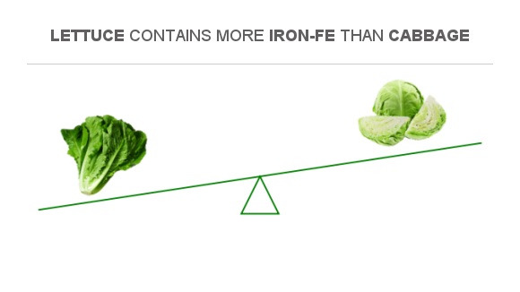 Compare Iron in Lettuce to Iron in Cabbage