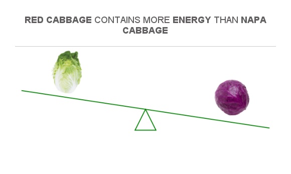 Compare Calories in Napa cabbage to Calories in Red cabbage