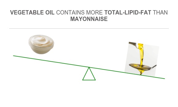 Compare Fats in Mayonnaise to Fats in Vegetable oil