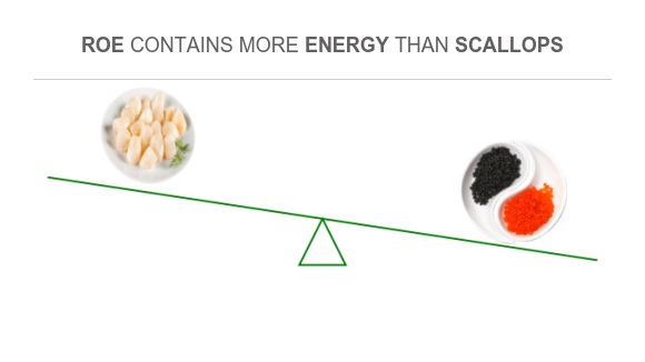 Compare Calories in Scallops to Calories in Roe