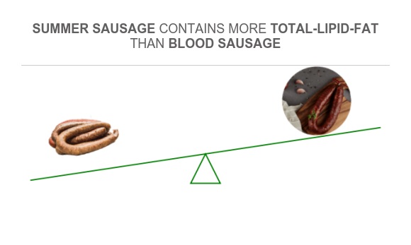 Compare Fats in Summer sausage to Fats in Blood sausage