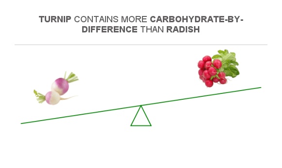 Compare Carbs in Turnip to Carbs in Radish