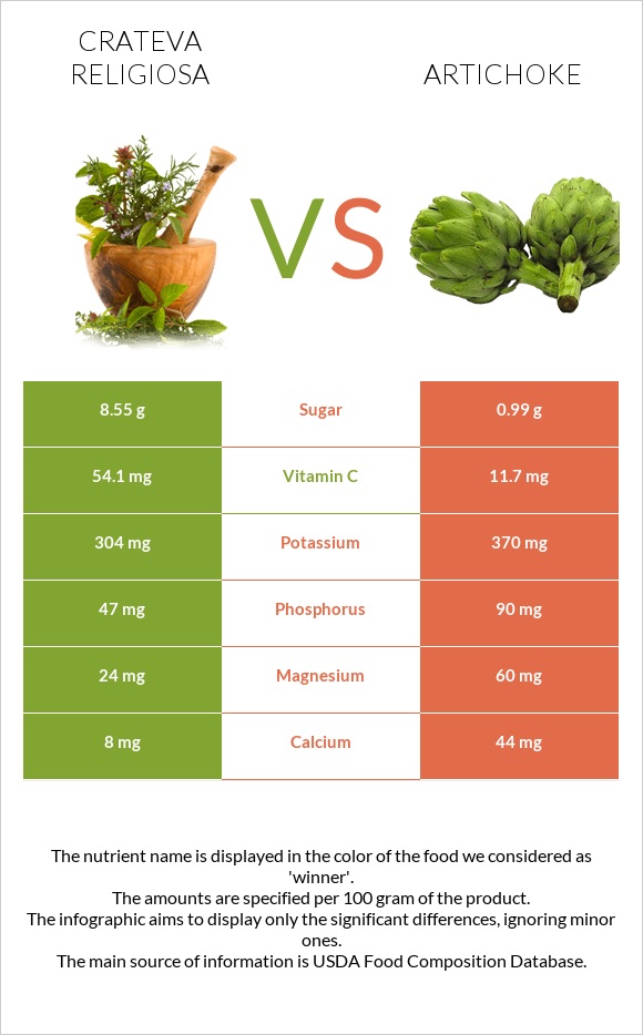 Crateva religiosa vs Artichoke infographic