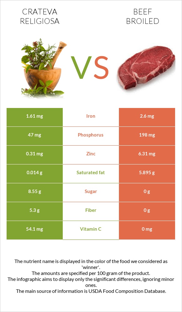 Crateva religiosa vs Beef broiled infographic