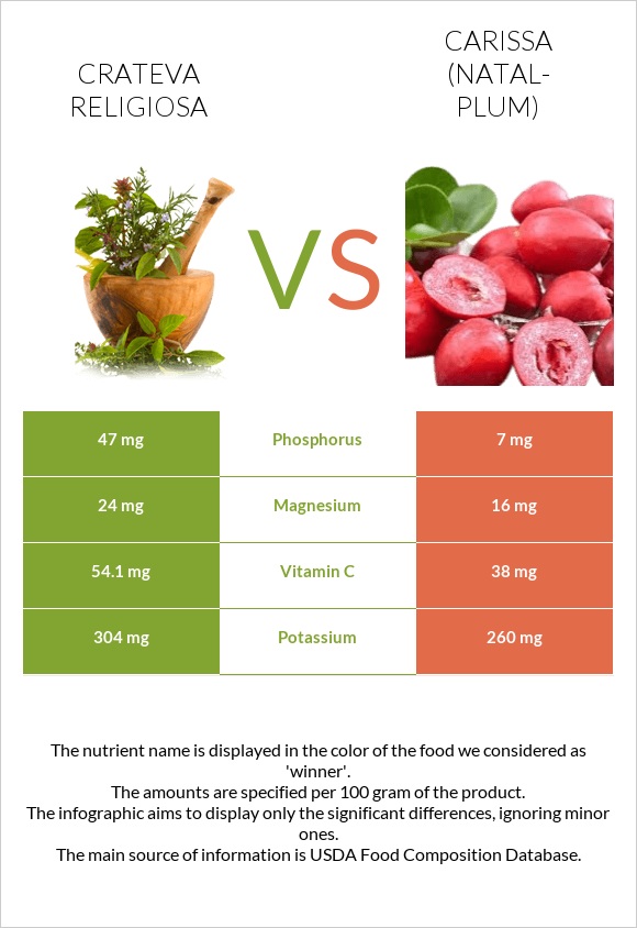 Crateva religiosa vs Carissa (natal-plum) infographic