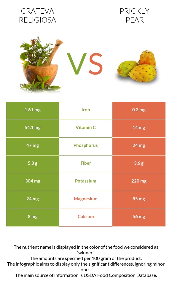 Crateva religiosa vs Prickly pear infographic