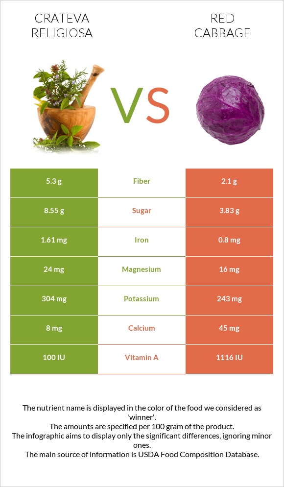 Crateva religiosa vs Red cabbage infographic