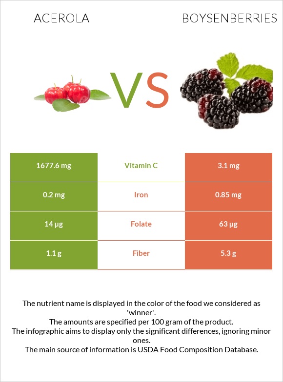 Ակերոլա vs Բոյզենբերրի infographic