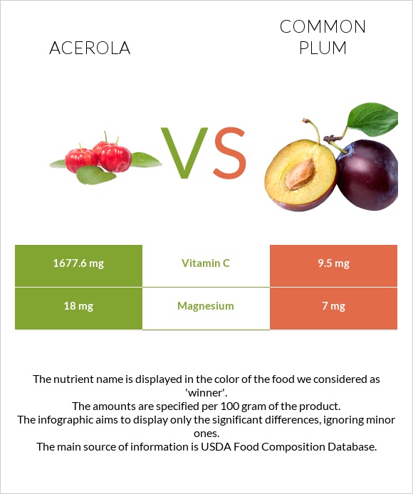 Acerola vs Plum infographic