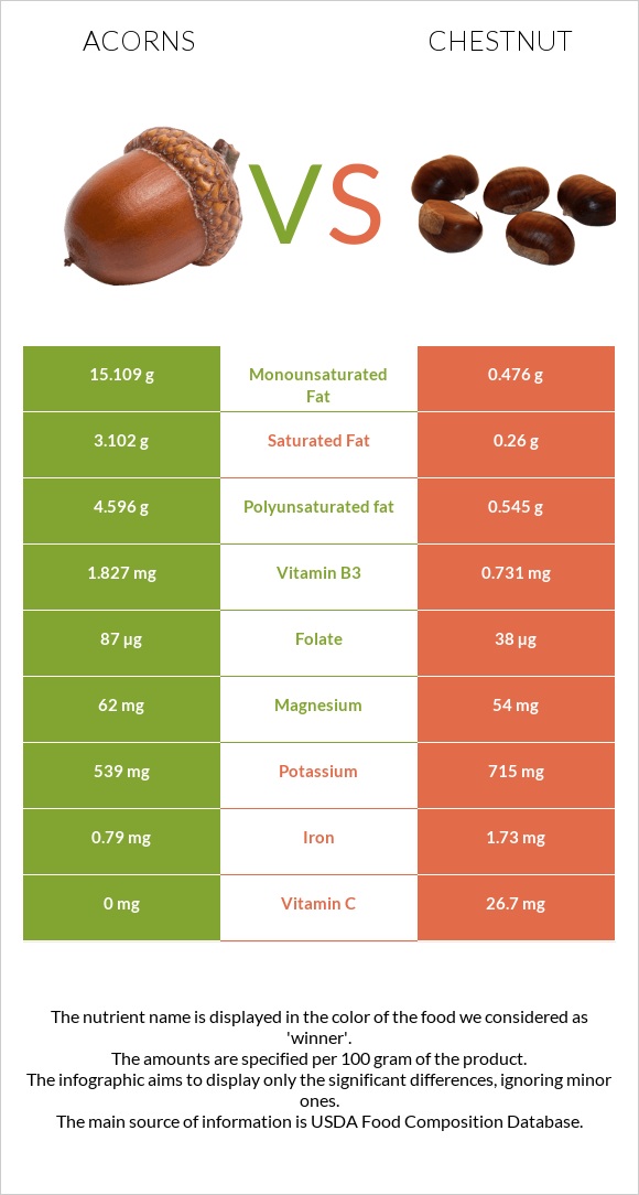 Acorns vs Chestnut infographic