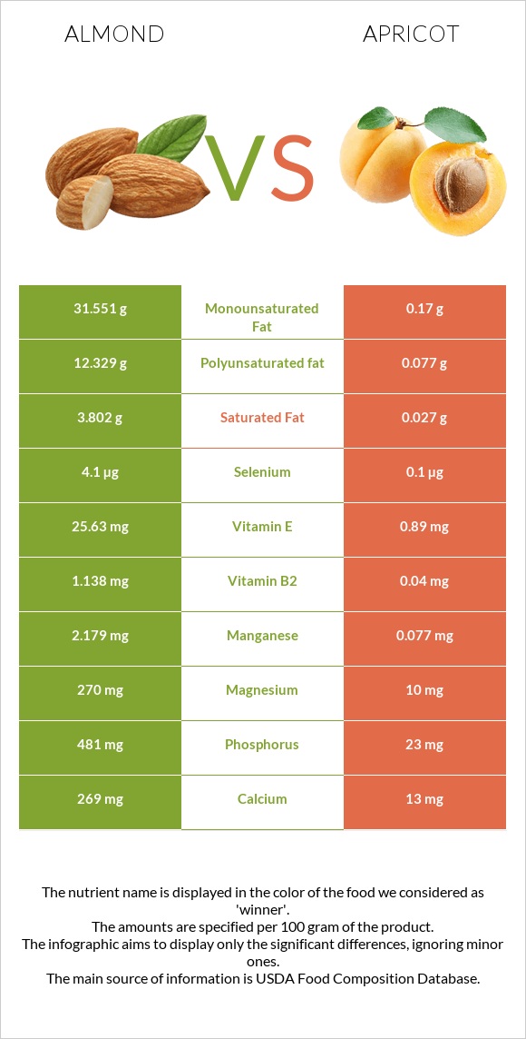 Almond vs Apricot infographic