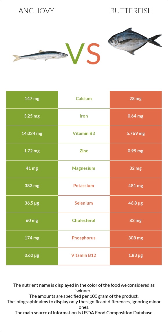 Anchovy vs Butterfish infographic