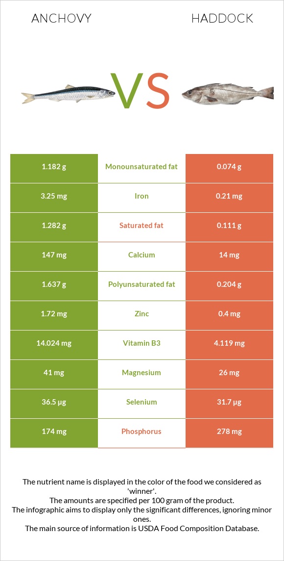 Anchovy vs Haddock infographic