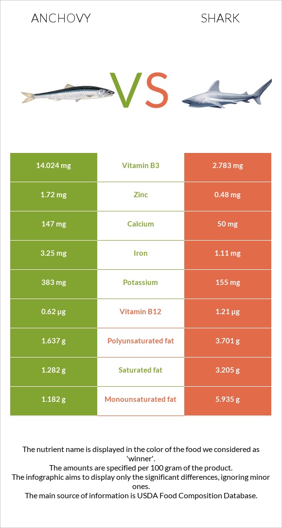 Anchovy vs Shark infographic