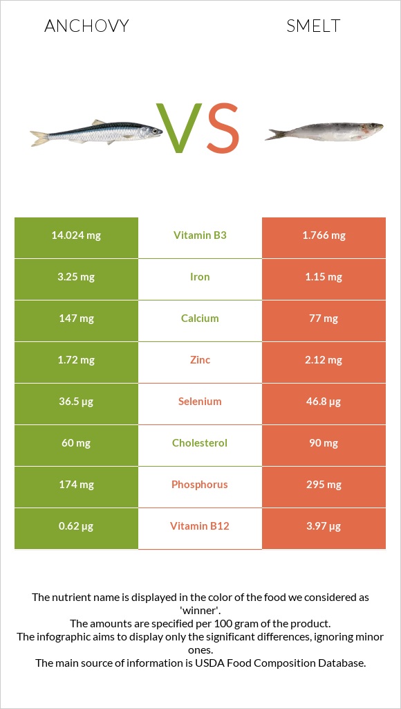 Anchovy vs Smelt infographic