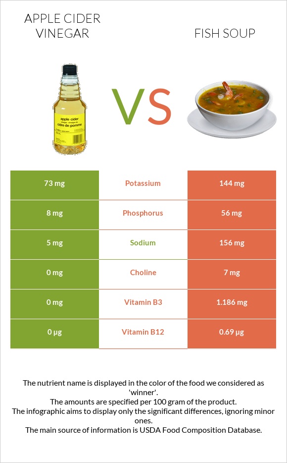 Apple cider vinegar vs Fish soup infographic