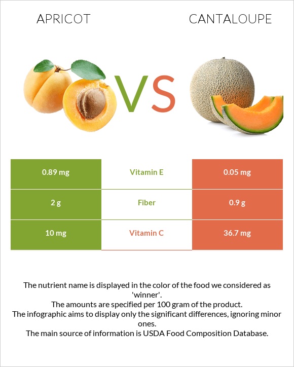 Ծիրան vs Կանտալուպ infographic