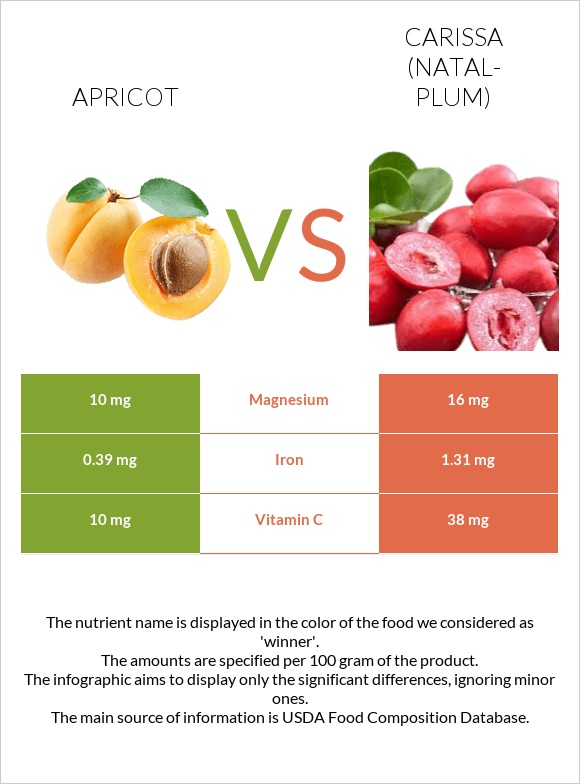 Apricot vs Carissa (natal-plum) infographic