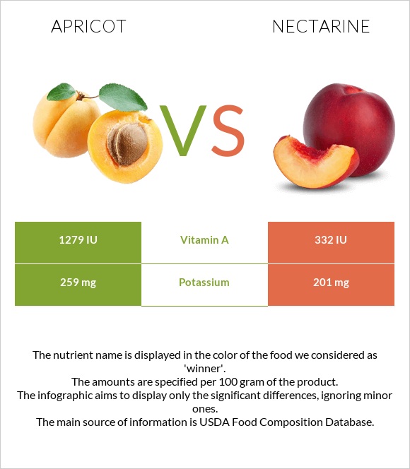 Apricot vs Nectarine infographic