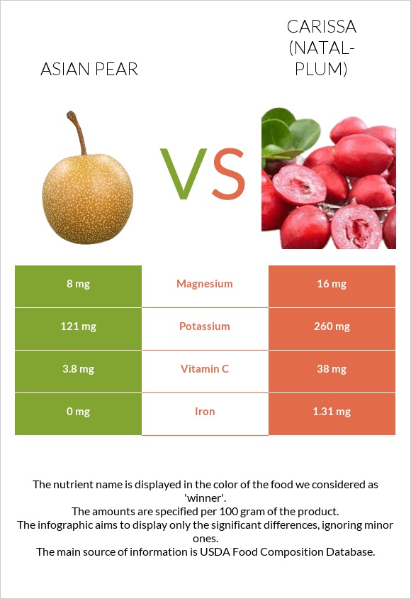 Asian pear vs Carissa (natal-plum) infographic