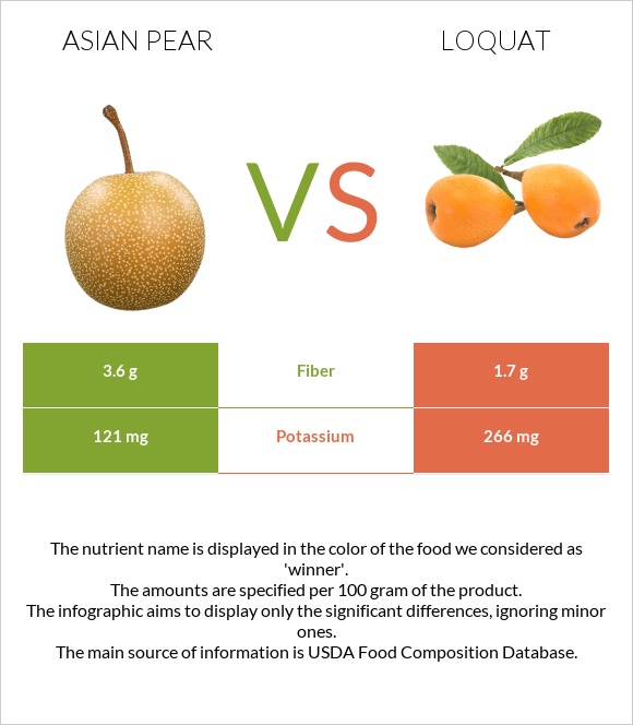 Asian pear vs Loquat infographic
