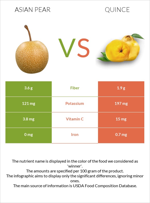Asian pear vs Quince infographic