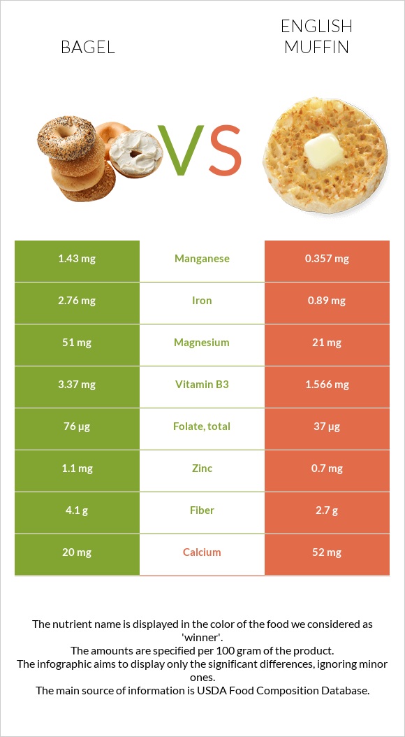 Bagel vs English muffin infographic