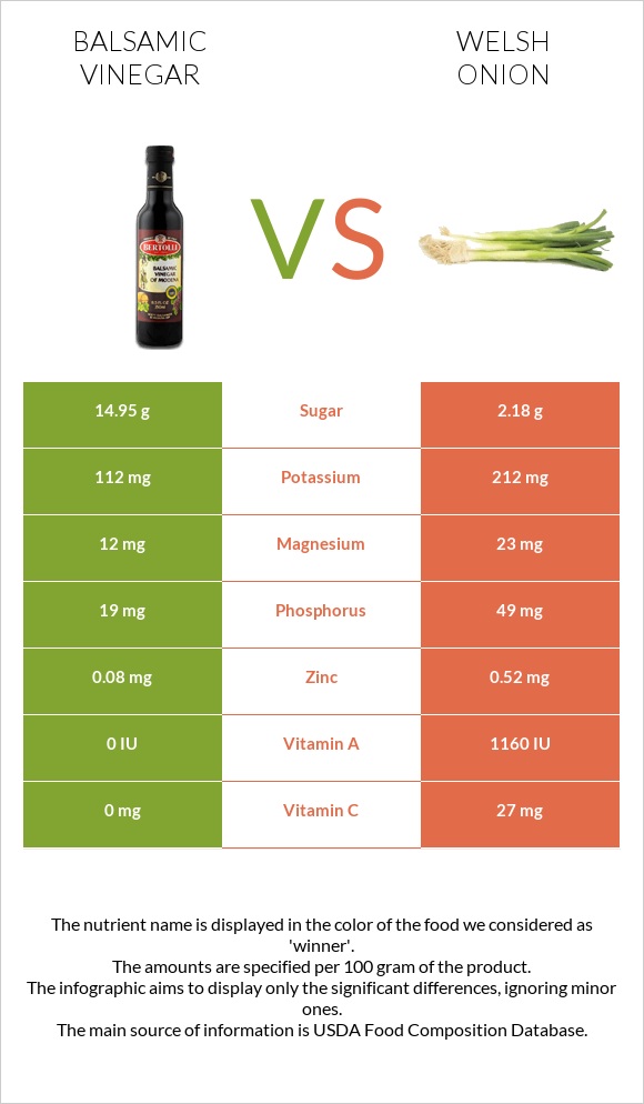 Balsamic vinegar vs Welsh onion infographic