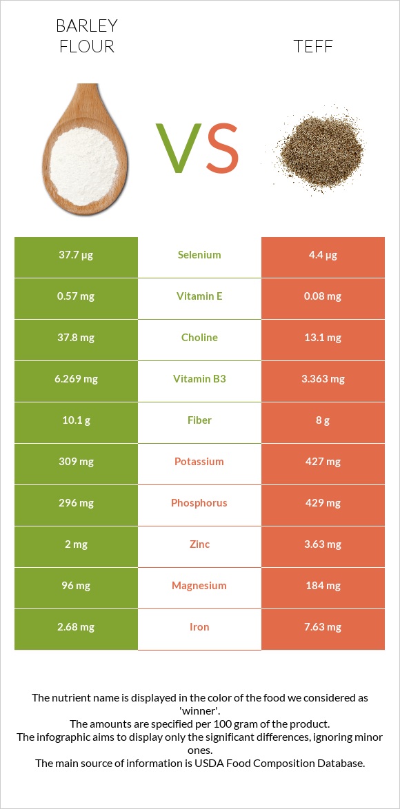 Barley flour vs Teff infographic