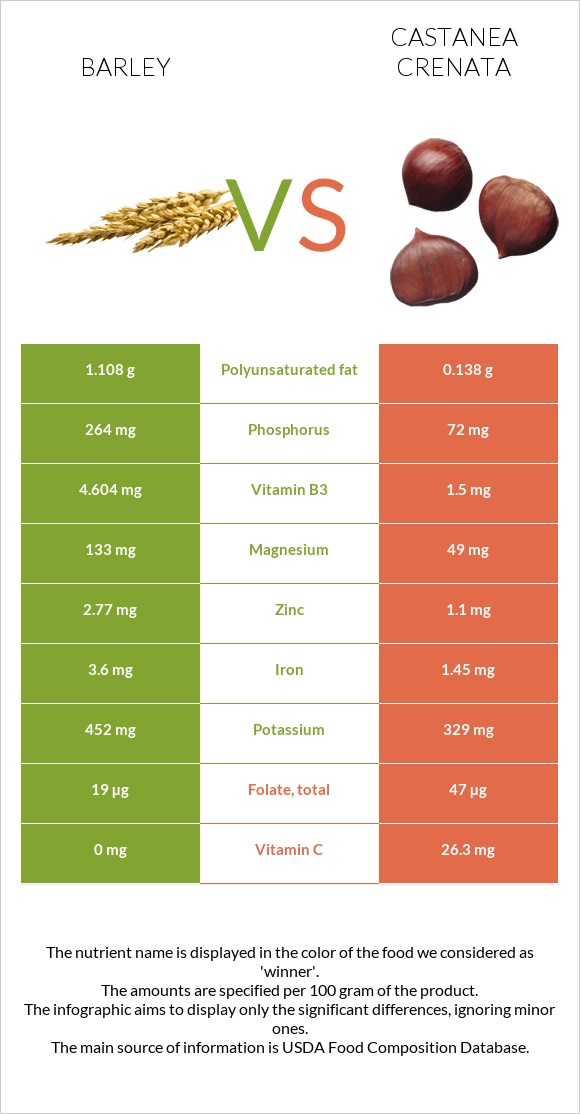 Barley vs Castanea crenata infographic