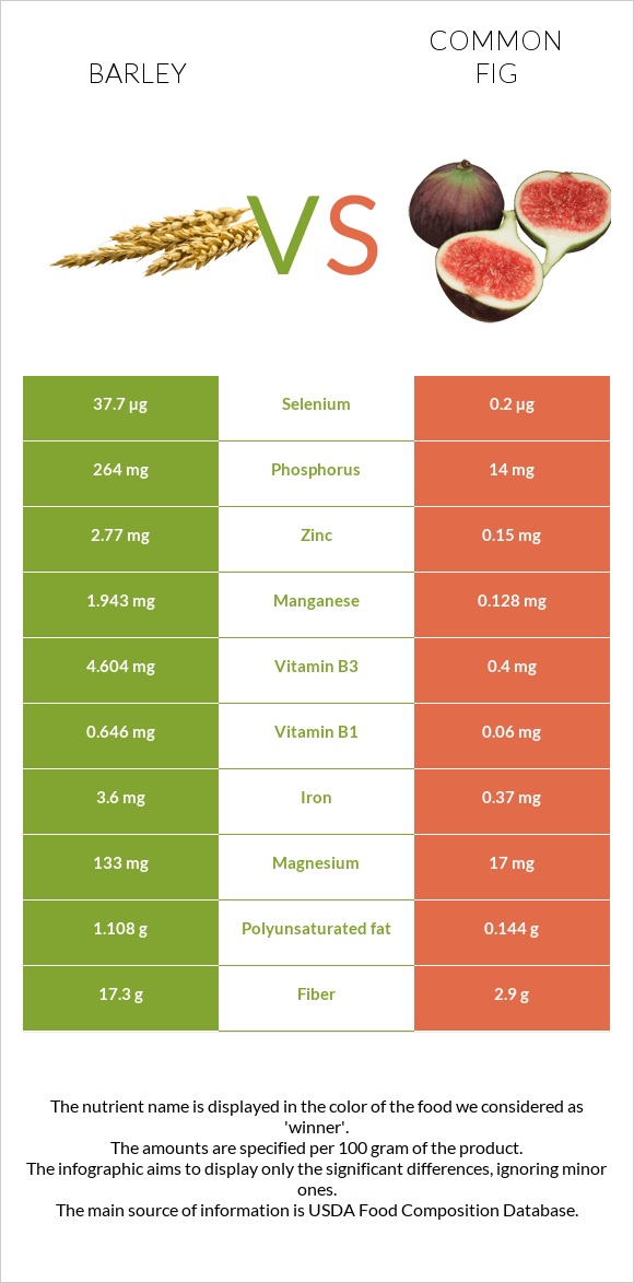 Barley vs Figs infographic
