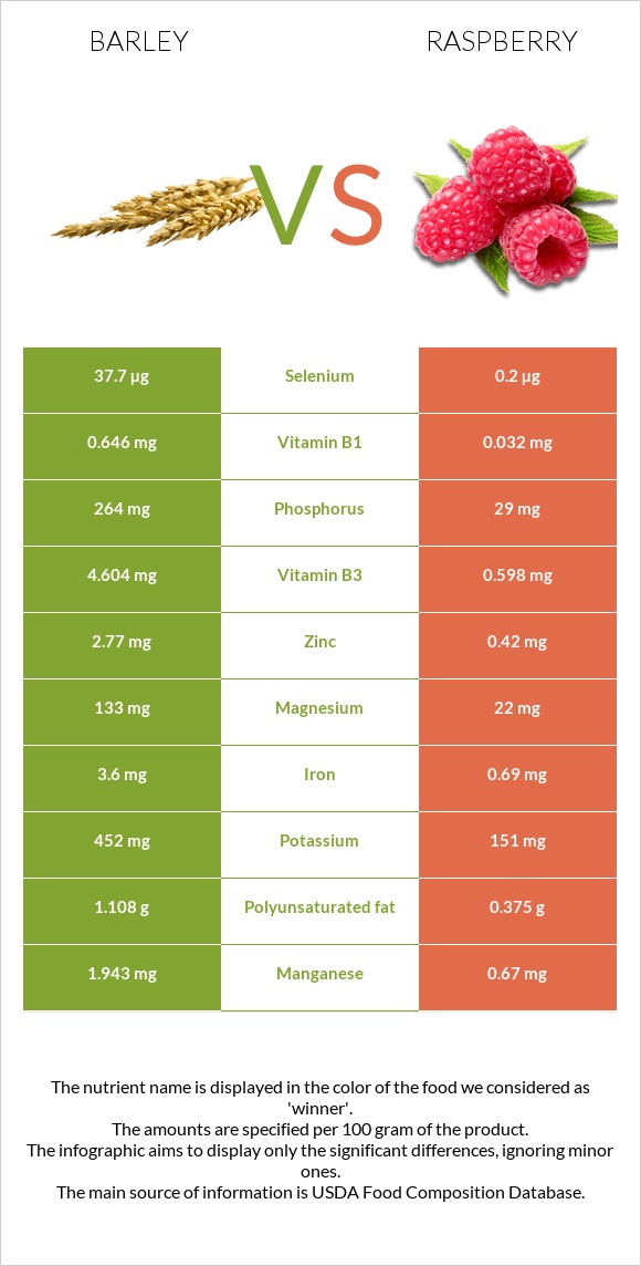 Barley vs Raspberry infographic