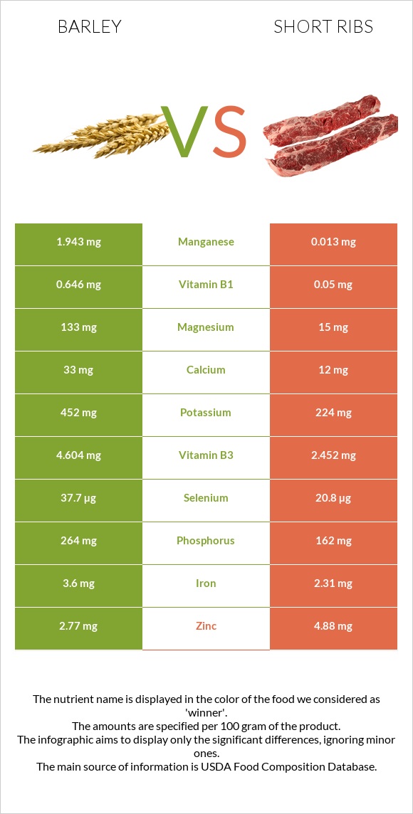 Barley vs Short ribs infographic