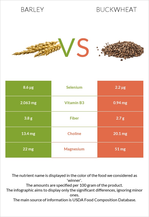 Barley vs Buckwheat infographic