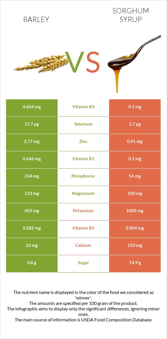 Barley vs Sorghum syrup infographic