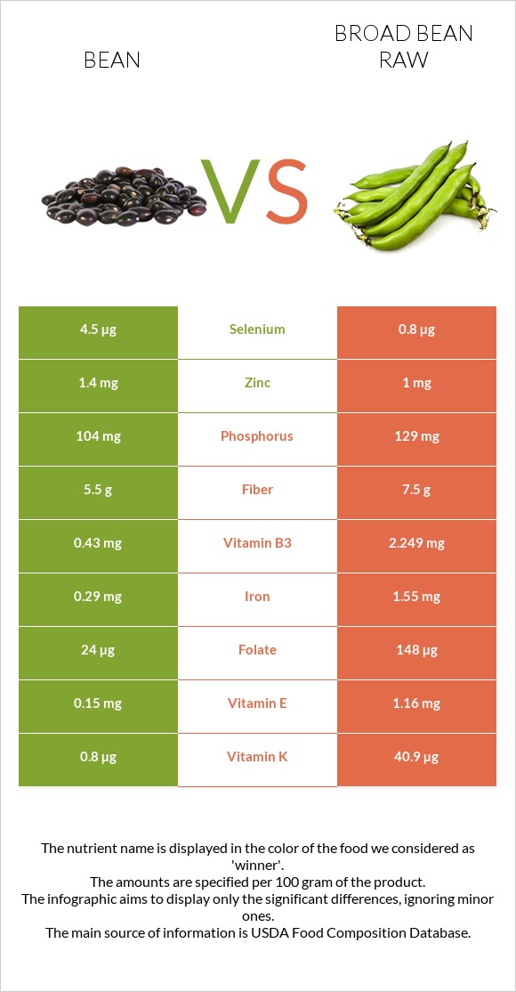 Լոբի պինտո vs Բակլա հում infographic