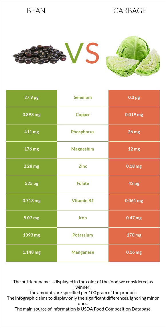 Bean vs Cabbage infographic