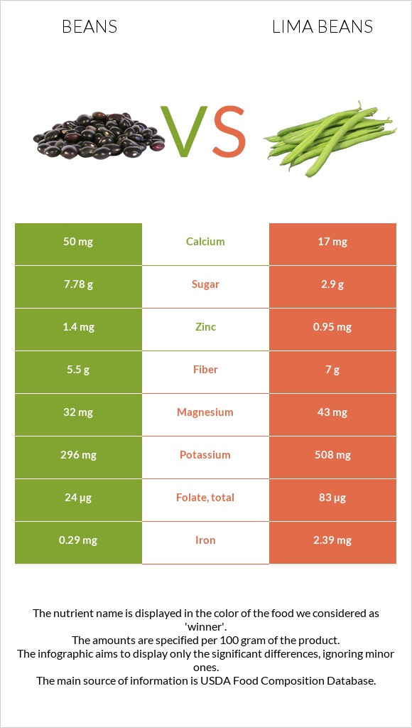 Լոբի պինտո vs Lima bean infographic