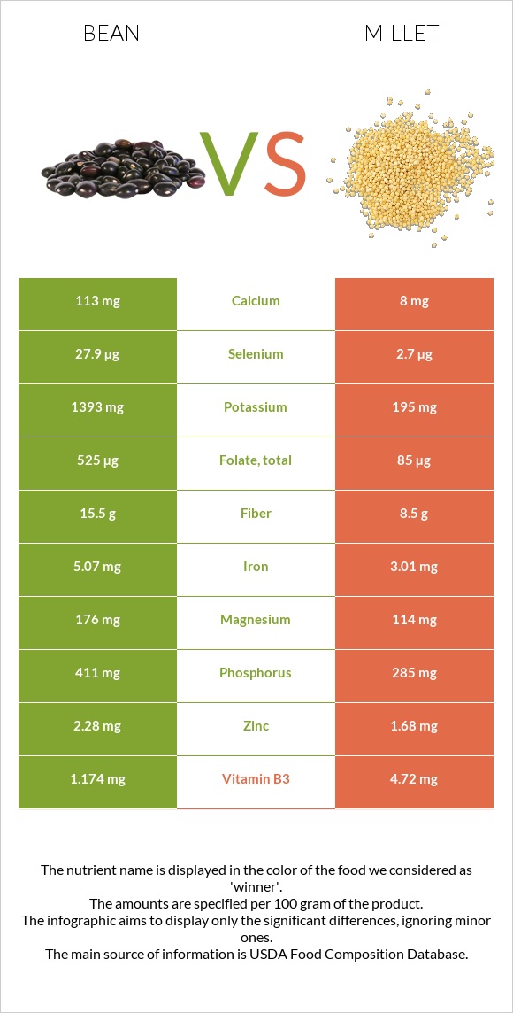 Bean vs Millet infographic