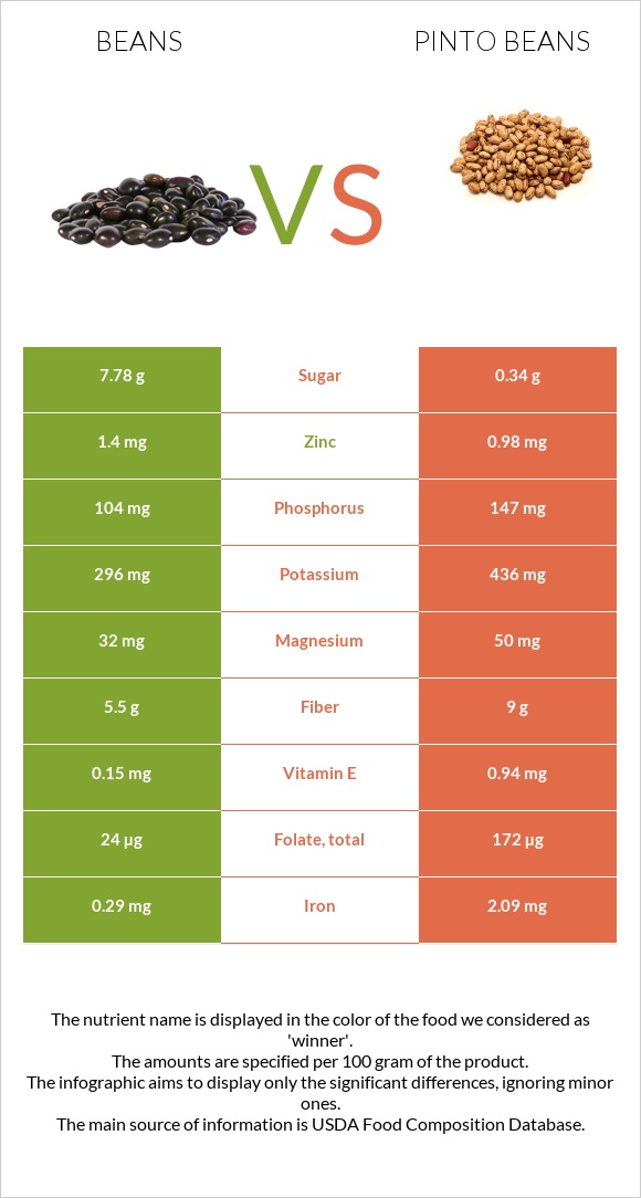 Beans vs Pinto beans infographic