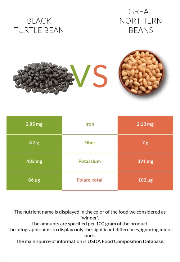 Սև լոբի vs Great northern beans infographic