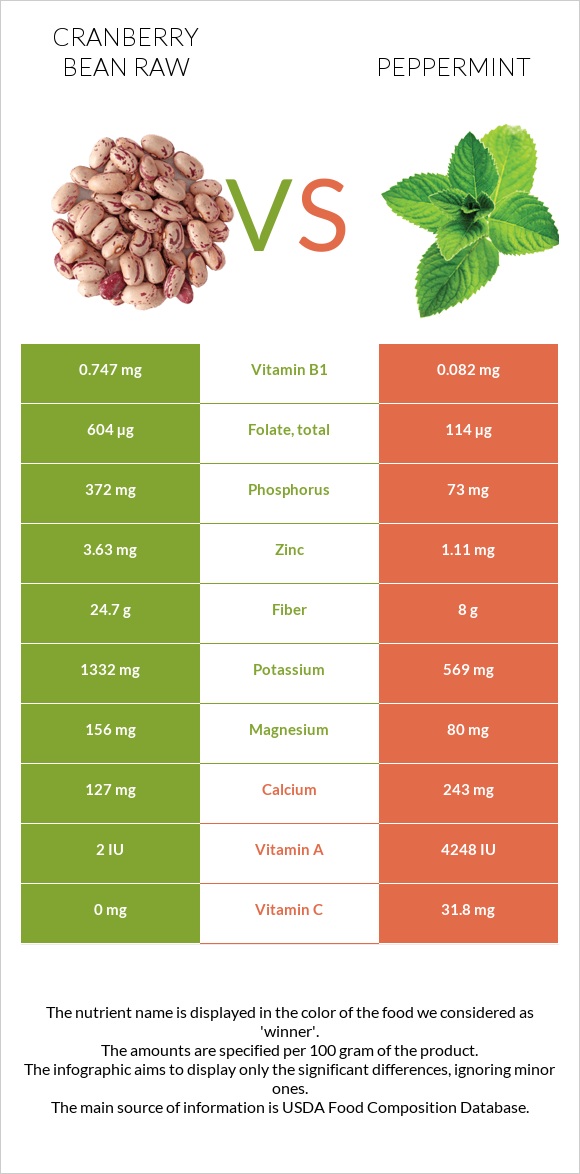 Cranberry bean raw vs Peppermint infographic