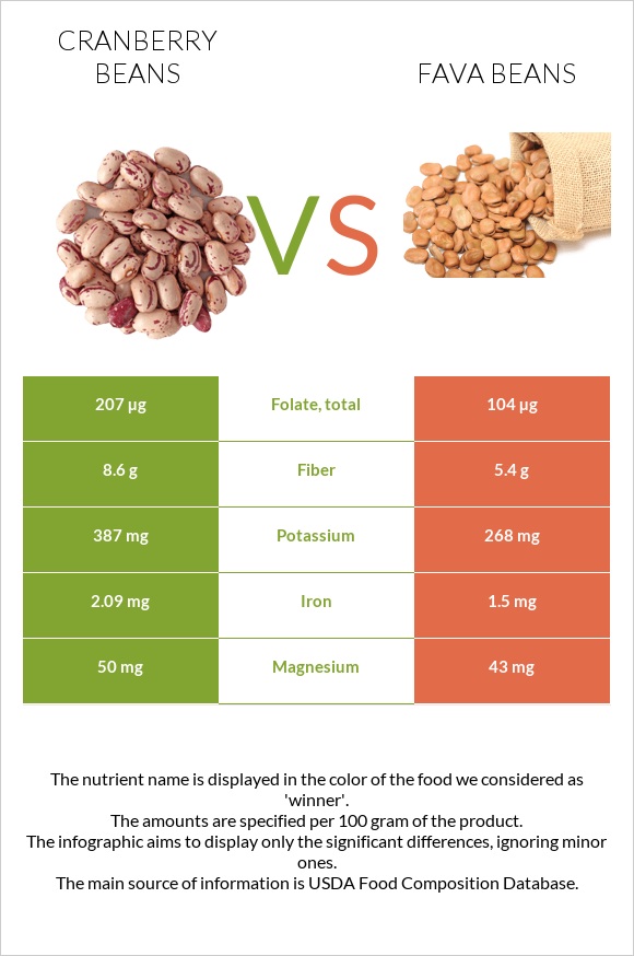 Լորամրգի լոբի vs Fava beans infographic