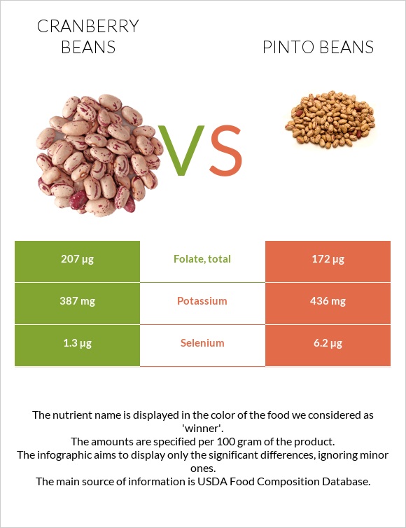 Cranberry beans vs Pinto beans infographic