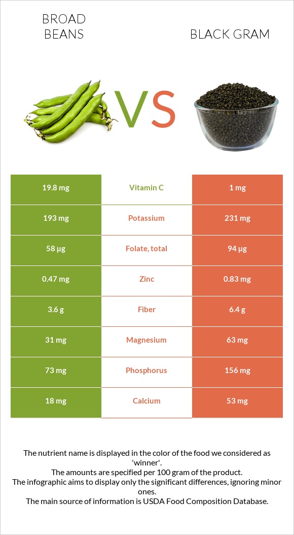 Broad bean vs Black gram infographic