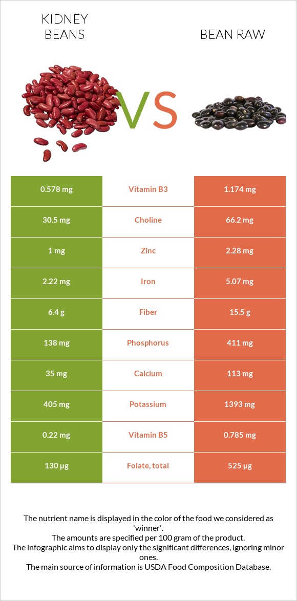 Լոբի vs Լոբի պինտո հում infographic